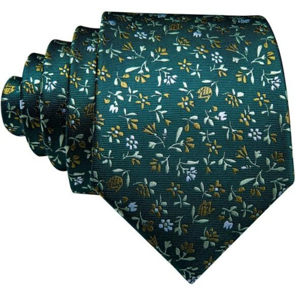 Polka dot silk tie set for men with cufflinks pocket square formal necktie - Picture 6 of 8